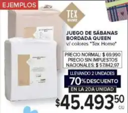 Carrefour Tex Home juego de sábanas bordada queen oferta