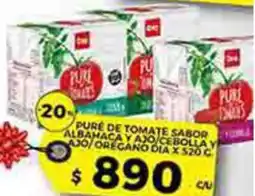 Supermercados DIA Dia pure de tomate sabor albahacay ajo cebolla o/oregano oferta