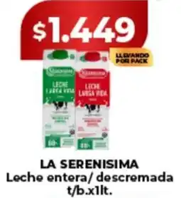 Supermayorista Vital La serenisima leche entera/ descremada t/b. oferta