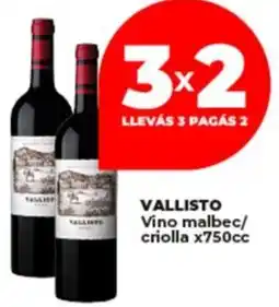 Supermayorista Vital Vallisto vino malbec/ criolla oferta