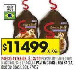 Coto Sadia pavita congelada oferta