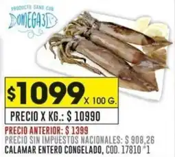 Coto Calamar entero congelado oferta