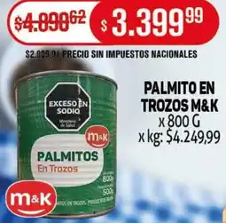 Makro M&K palmito en trozos oferta