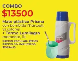 Supermercados Vea Mate plástico Prisma con bombilla Marwall, vs.colores oferta