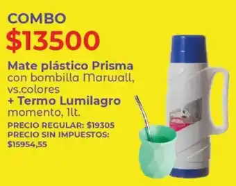 Mate plástico Prisma con bombilla Marwall, vs.colores
