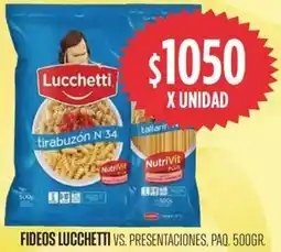 Supermercados Vea Lucchetti fideos vs. presentaciones, paq. oferta