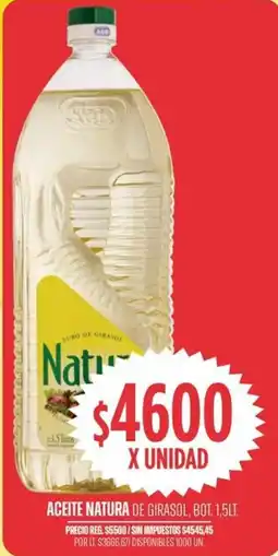 Supermercados Vea Natura aceite de girasol, bot. oferta