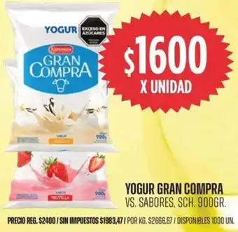Gran compra yogur vs. sabores, sch.