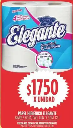 Supermercados Vea Elegante papel higiénico simple hoja, paq. oferta