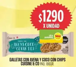 Supermercados Vea Cuisine&co galletas con avena y coco con chips paq. oferta