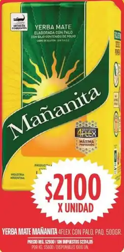 Supermercados Vea Mañanita yerba mate 4flex con palo, paq. oferta