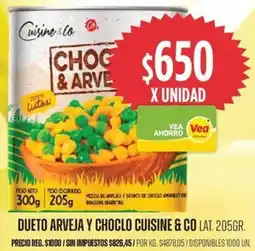 Supermercados Vea Cuisine & co dueto arveja y choclo lat. oferta
