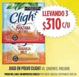 Supermercados Vea Clight jugo en polvo vs. sabores, paq. oferta