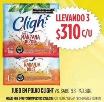 Supermercados Vea Clight jugo en polvo vs. sabores, paq. oferta