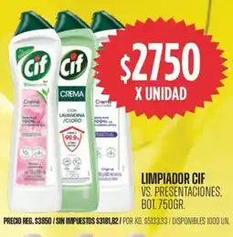 Supermercados Vea Cif limpiador vs. presentaciones, bot. oferta