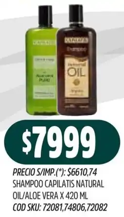 Supermercados Yaguar Capilatis shampoo natural oil/aloe vera oferta
