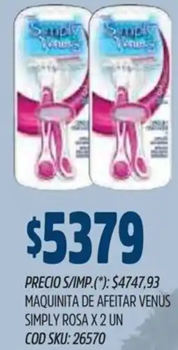 Supermercados Yaguar Venus maquinita de afeitar simply rosa oferta
