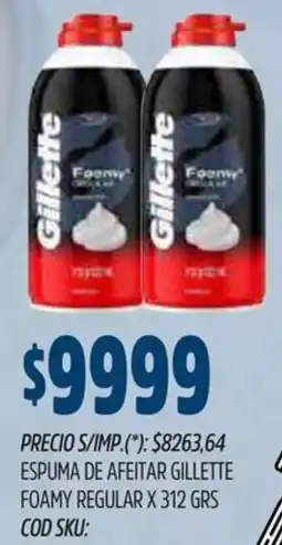 Supermercados Yaguar Gillette espuma de afeitar foamy regular oferta
