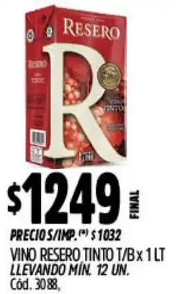 Supermercados Yaguar Resero vino tintot/b oferta