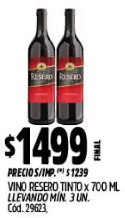 Supermercados Yaguar Resero vino tinto oferta