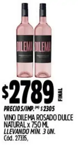 Supermercados Yaguar Dilema rosado vino dulce natural oferta
