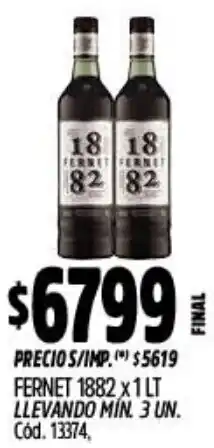 Supermercados Yaguar 1882 fernet oferta