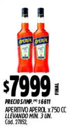 Supermercados Yaguar Aperol aperitivo oferta