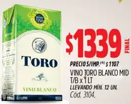 Supermercados Yaguar Toro vino blanco mid t/b oferta