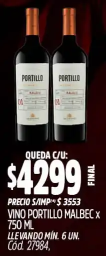 Supermercados Yaguar Portillo vino malbec oferta