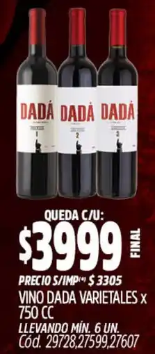 Supermercados Yaguar Dadá vino varietales oferta