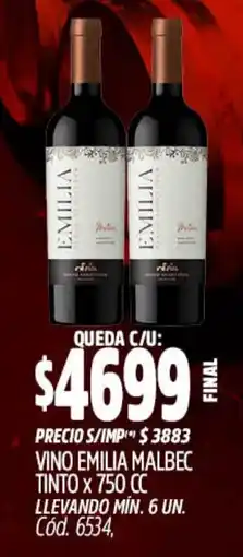 Supermercados Yaguar Emilia malbec tinto oferta