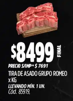 Supermercados Yaguar Tira de asado grupo romeo oferta