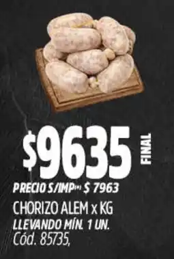 Supermercados Yaguar Chorizo alem oferta