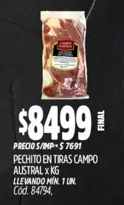 Supermercados Yaguar Pechito en tiras campo austral oferta