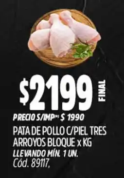 Supermercados Yaguar Pata de pollo c/piel tres arroyos bloque oferta