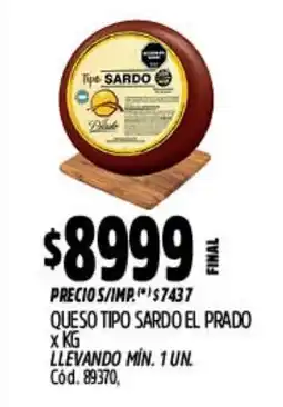 Supermercados Yaguar Tipo sardo queso el prado oferta