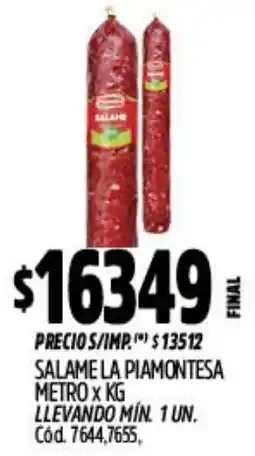Supermercados Yaguar La piamontesa salame metro oferta