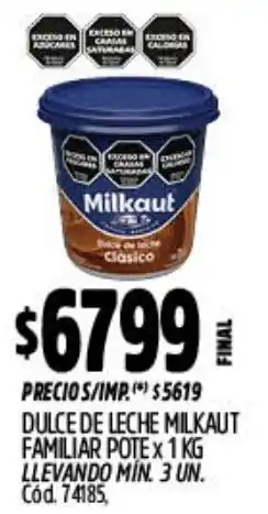 Supermercados Yaguar Milkaut dulce de leche familiar pote oferta