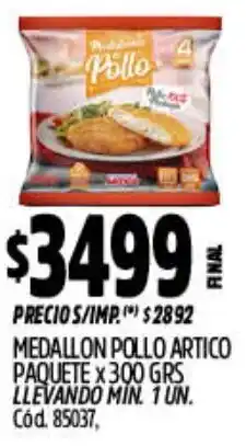 Supermercados Yaguar Medallon pollo artico paquete oferta