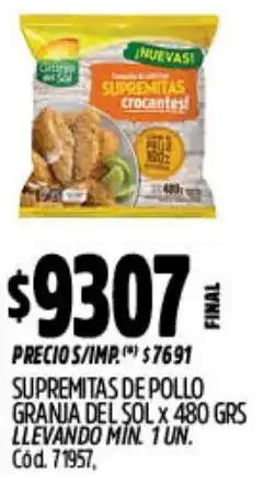 Supermercados Yaguar Supremitas de pollo granja del sol oferta