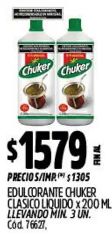 Supermercados Yaguar Chuker edulcorante clasico liquido oferta