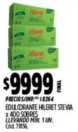 Supermercados Yaguar Hileret edulcorante stevia oferta
