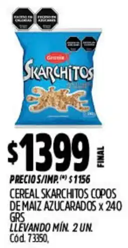 Supermercados Yaguar Skarchitos cereal copos de maiz azucarados oferta