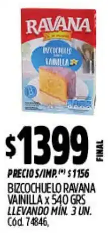 Supermercados Yaguar Ravana bizcochuelo vainilla oferta