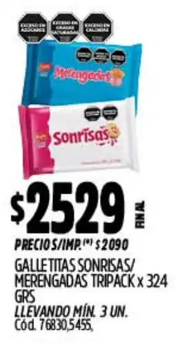 Supermercados Yaguar Sonrisas/ merengadas galletitas tripack oferta