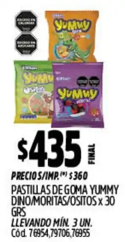 Supermercados Yaguar Yummy pastillas de goma dinomoritas/ositos oferta