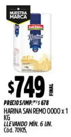 Supermercados Yaguar San remo harina 0000 oferta