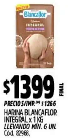 Supermercados Yaguar Blancaflor harina integral oferta