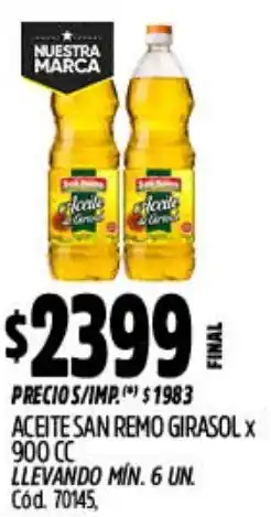 Supermercados Yaguar San remo aceite girasol oferta