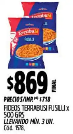 Supermercados Yaguar Terrabusi fideos fusilli oferta